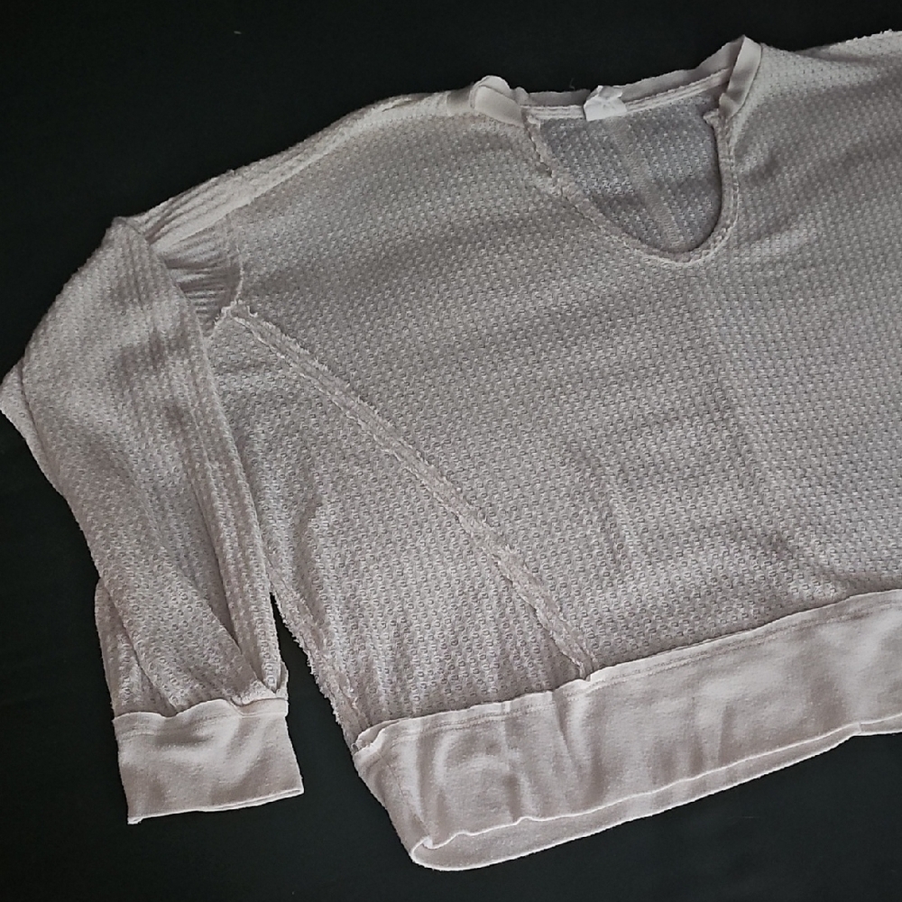 By Together Cream Boxy Crop Hoodie 3/4 Sleeve